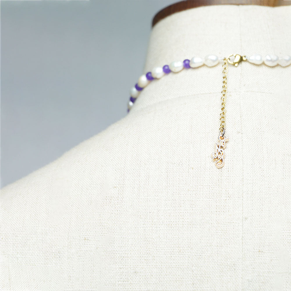 Lilibeth Chocker in Pearls and Amethyst