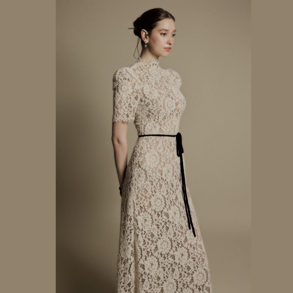 Shop online dress stores for the refined and graceful Lily Ivory High Neck Lace Dress today. Shop Now!