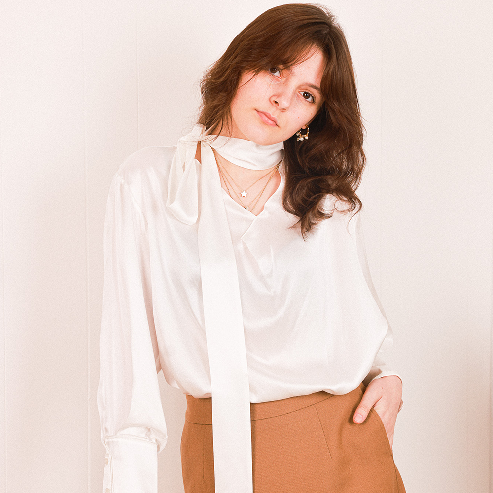 Shop Ahkeke London's Lily Scarf Blouse in 100% Silk at our online store for clothing. Stylish and luxurious. Shop now!