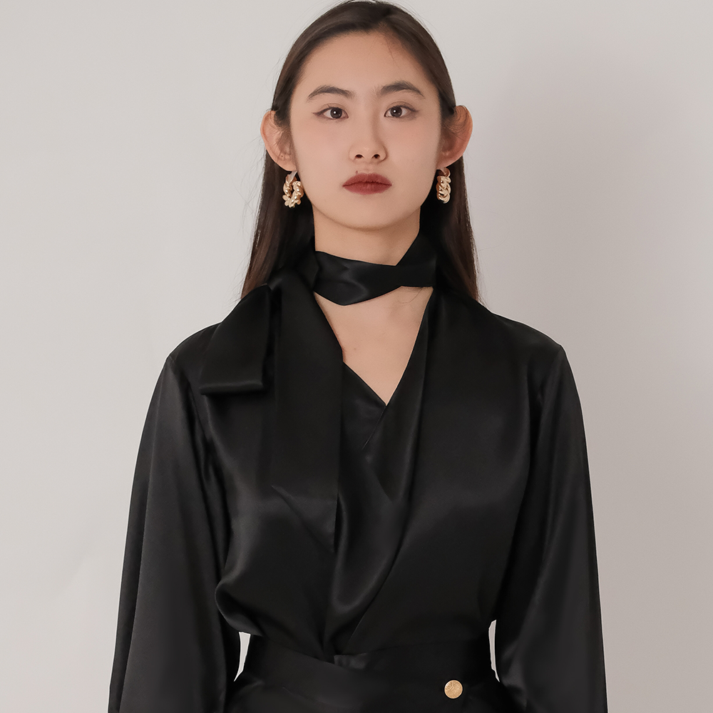 Shop Ahkeke London's Lily Scarf Blouse in 100% Silk at our online store for clothing. Stylish and luxurious. Shop now!