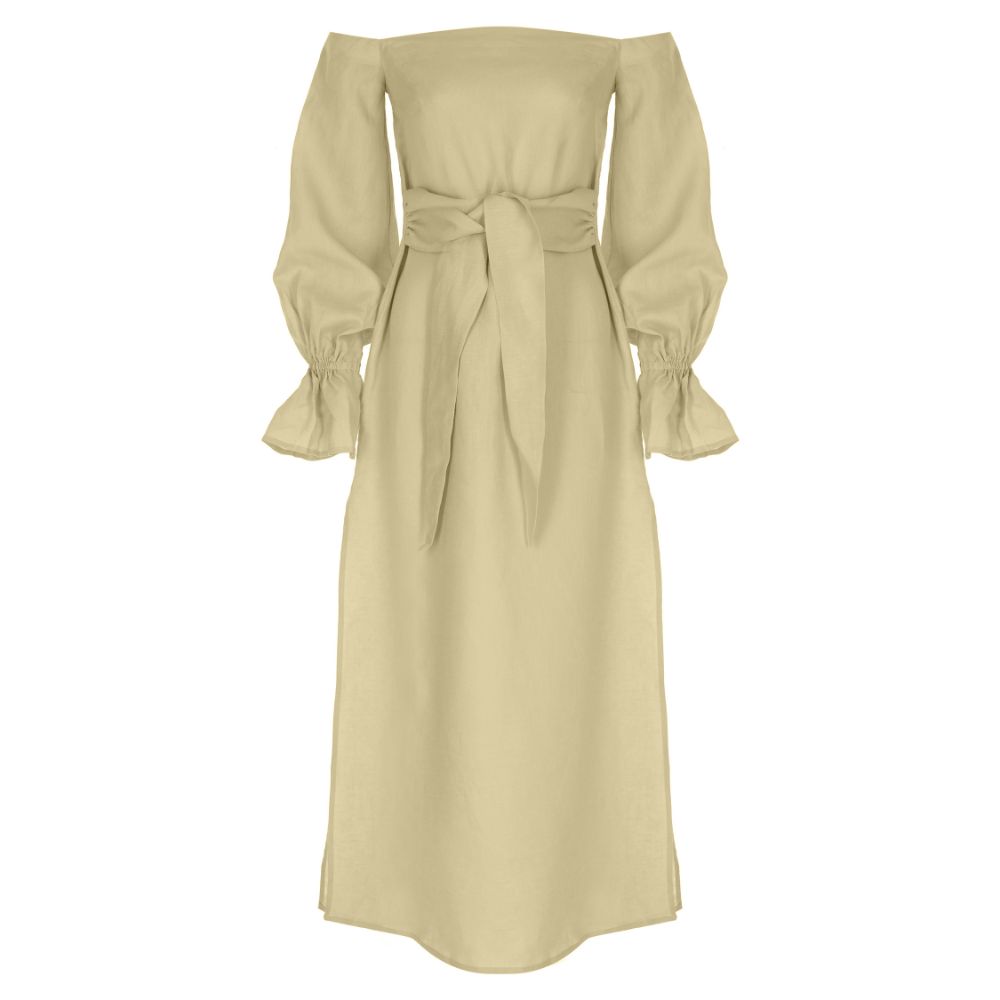 LINEN CAFTAN MIDI DRESS 100% LINEN (Eco-Friendly)