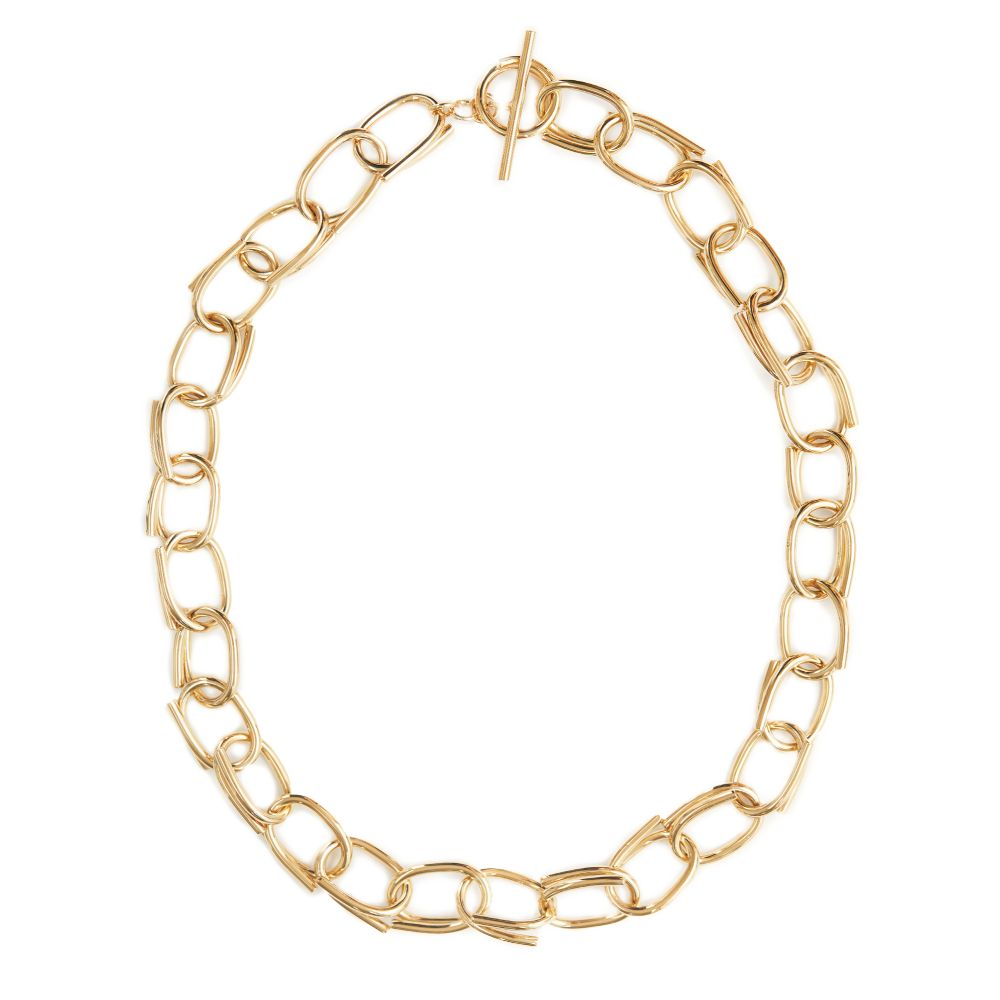 Gold or silver tone plated brasss medium chain necklace