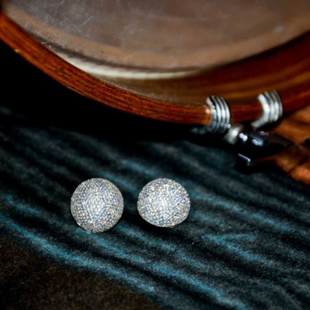 925 Oxidized Sterling Silver Studs. Zircon & Natural Stones.