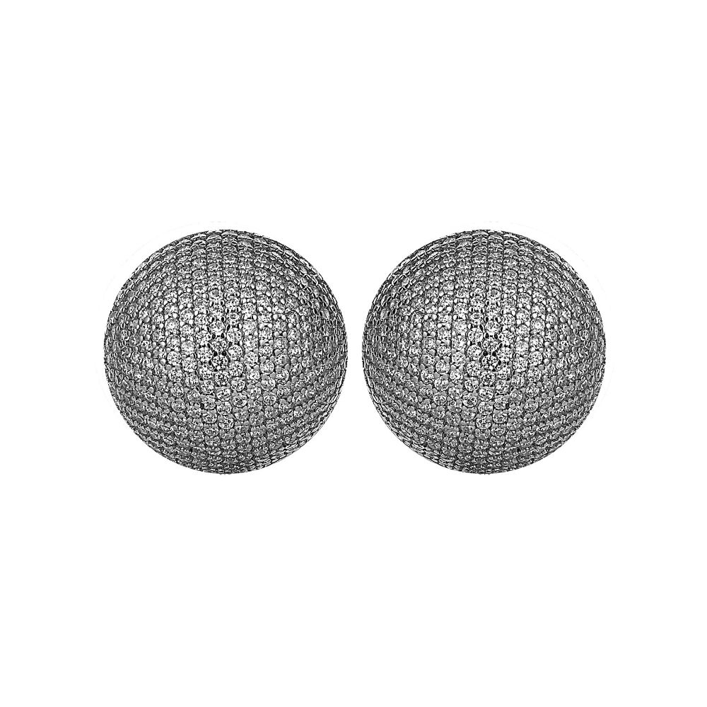 925 Oxidized Sterling Silver Studs. Zircon & Natural Stones.