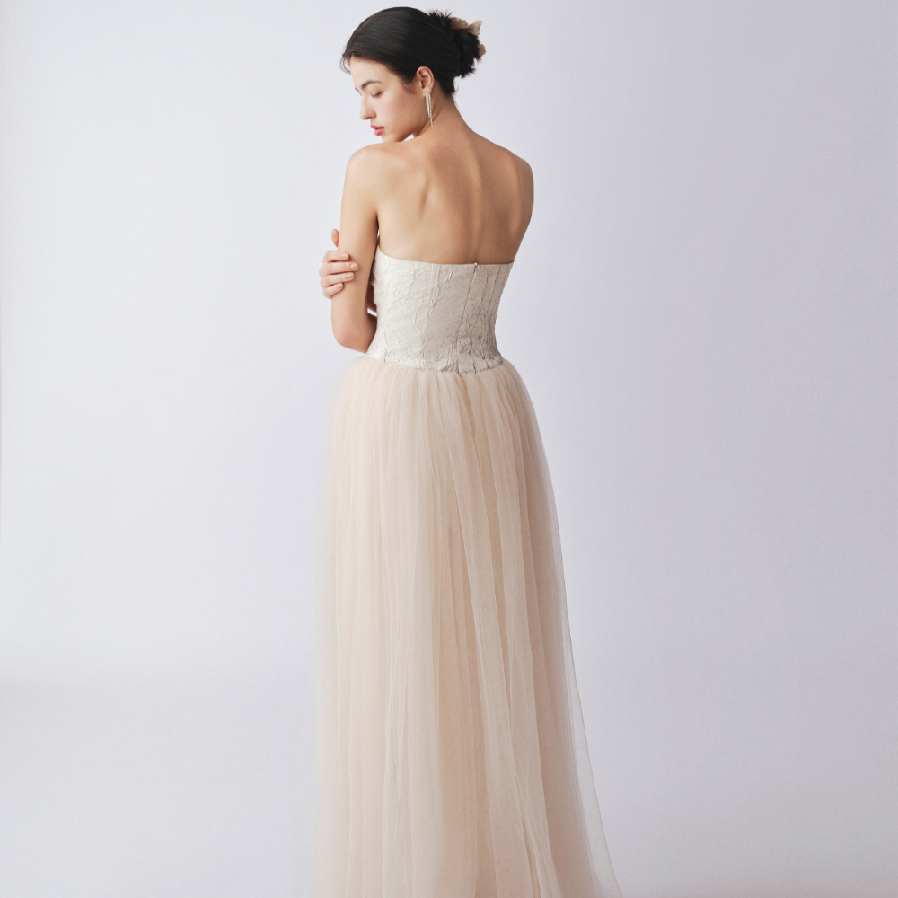 Poly silk ankle length dress in designer women's clothing. Shop Now!