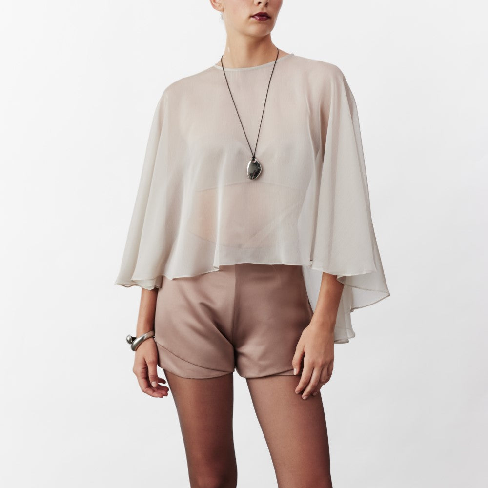 Maude Mini Satin Shorts In Smoked Almond