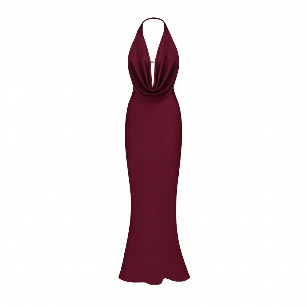 Mermaid-shaped dress with a perfect body-hugging fit and elegant open back. Shop now at our exclusive clothing website.