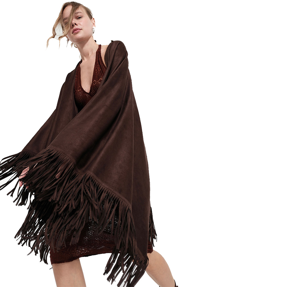 Tasseled poncho.