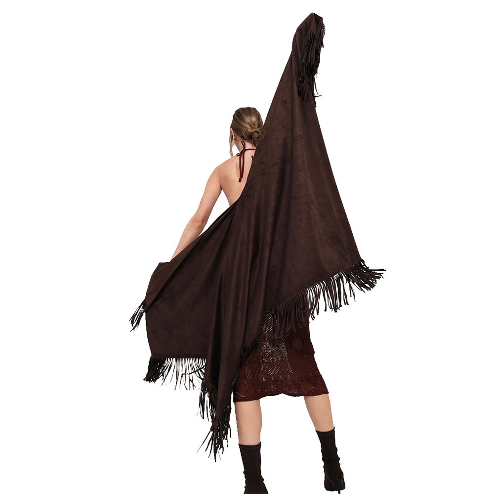 Tasseled poncho.