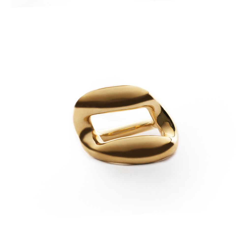Gold or silver tone plated brass chunky chain ring.