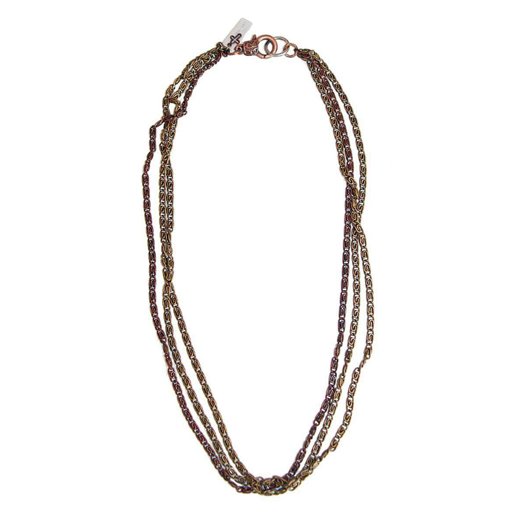 Mens copper and brass chain necklace. Handmade, hypoallergenic and made in Italy.