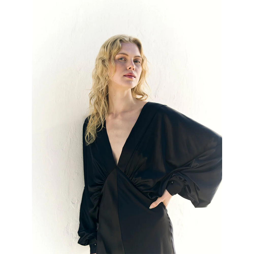 Mila V Neck Satin Dress