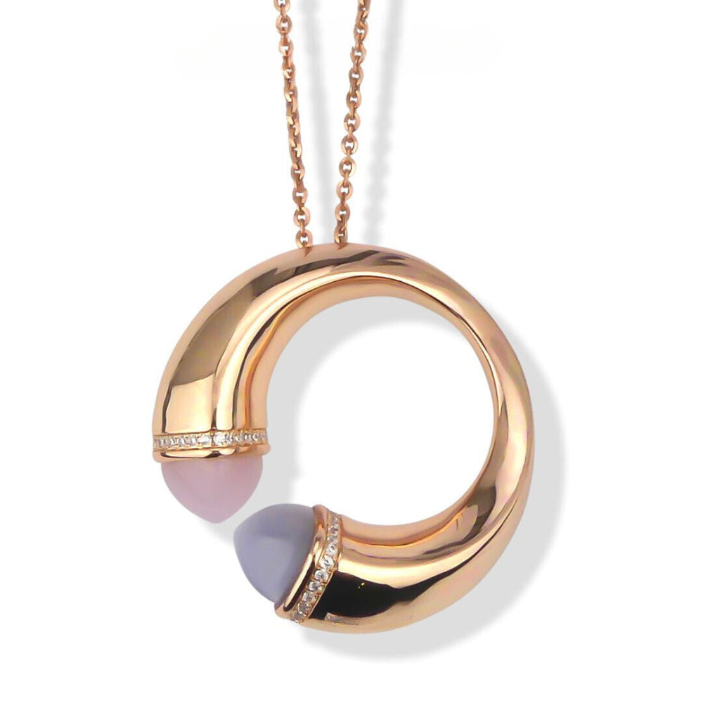 Shop online premium rose gold circle pendant necklace with colored crystals and sparkling CZ stones.
