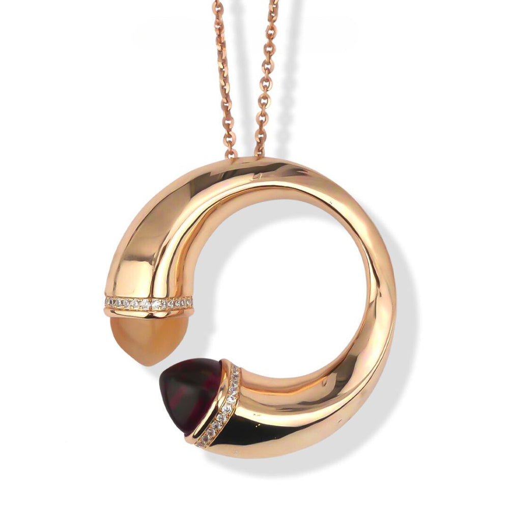 Shop online premium rose gold circle pendant necklace with colored crystals and sparkling CZ stones.
