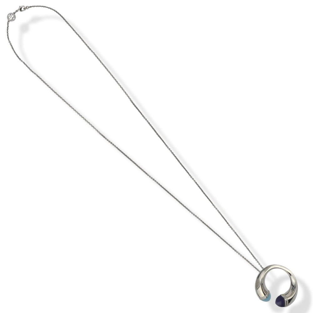 Shop online premium rhodium plated circle pendant necklace with colored crystals and sparkling CZ stones.