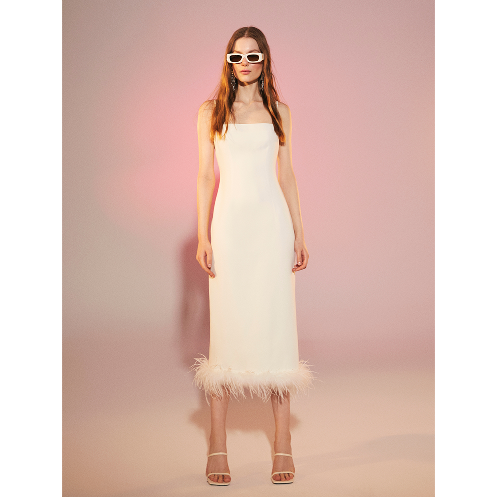 Miles Crepe Dress in Vanilla Ice