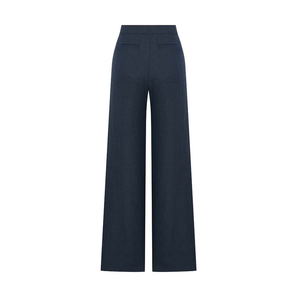 Millie Linen Trousers in Dark Navy