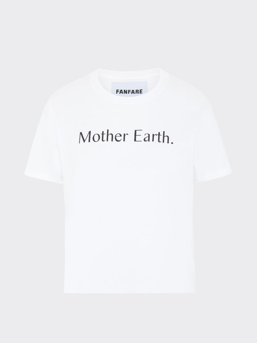 Women's White Organic Cotton T-shirt | Mother Earth | Fanfare