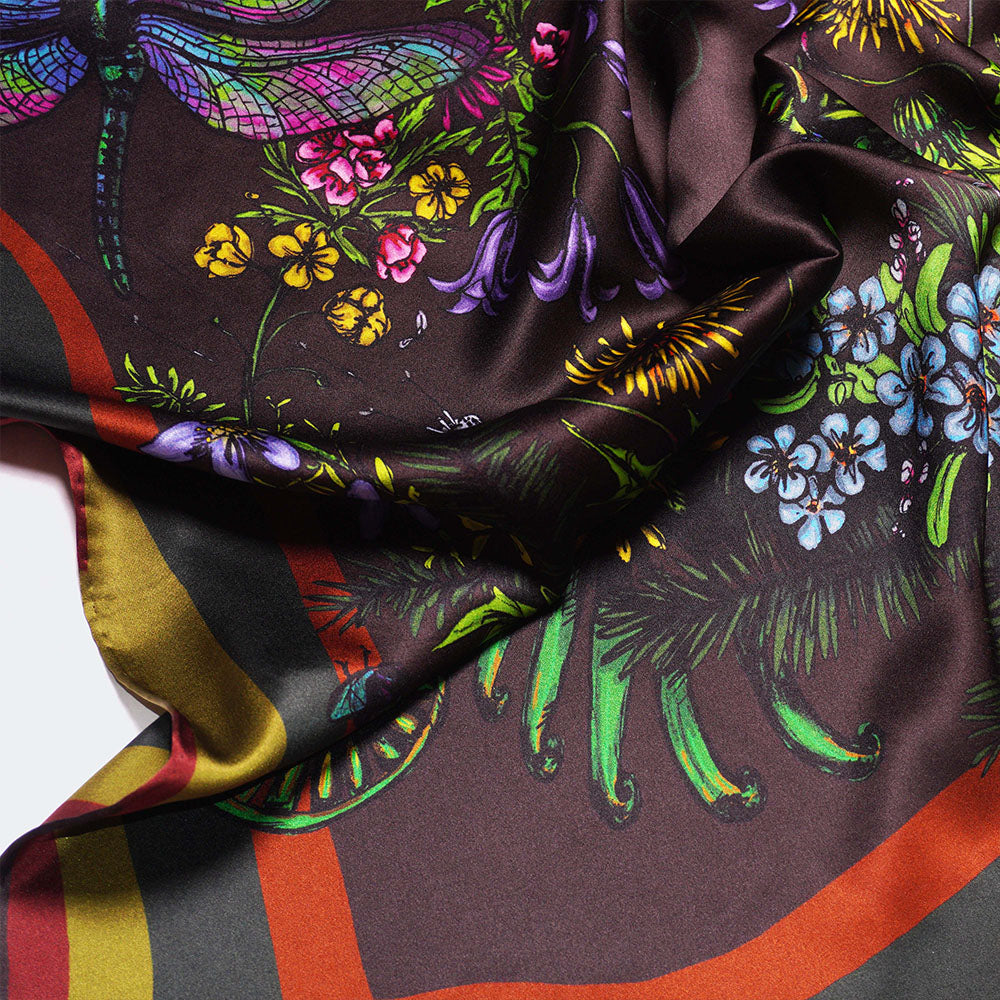 Add elegance to your wardrobe with the Mountain Flowers Silk Womens Scarf. Wrap yourself in luxury and its Perfect for every style. Shop Now!