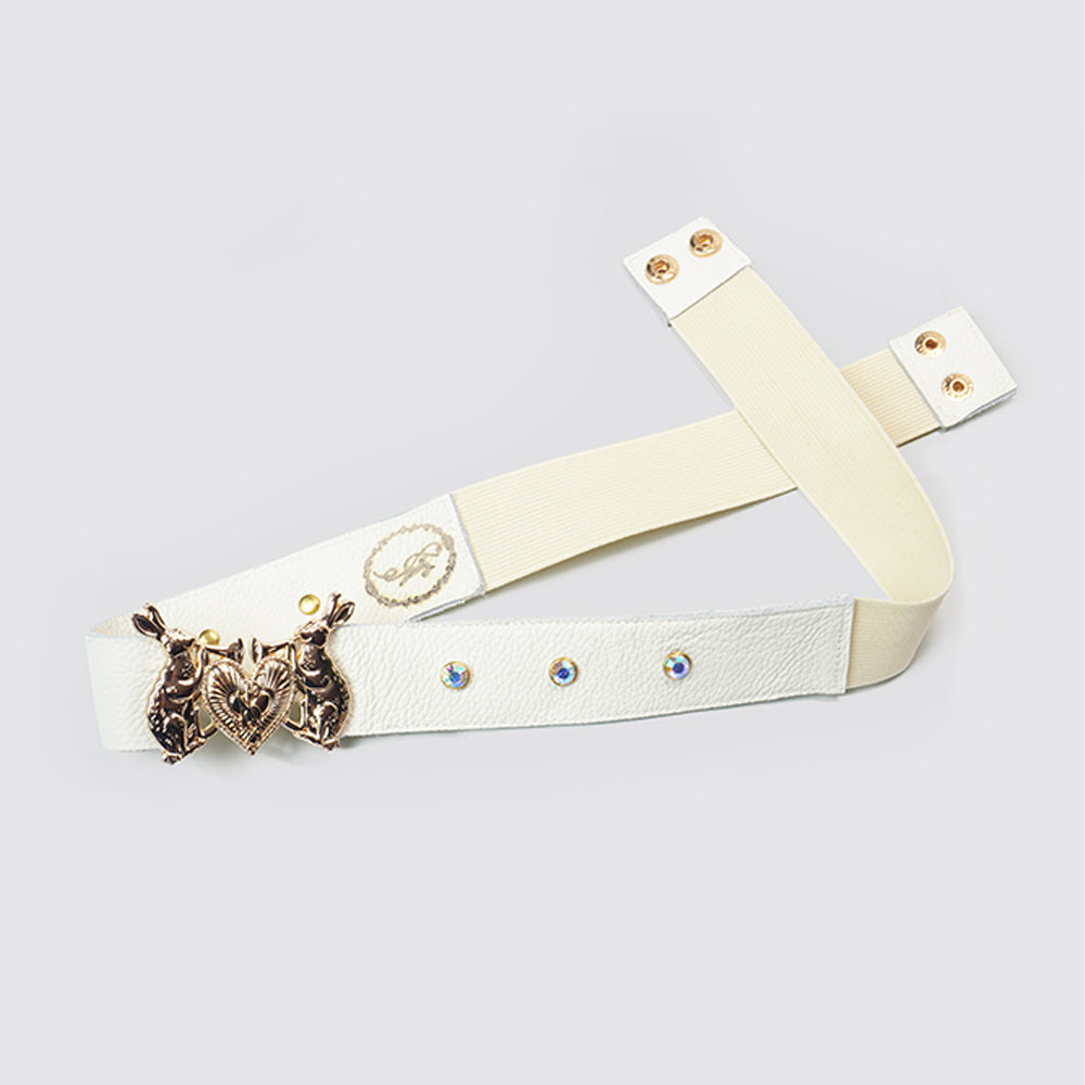 Mystic Rabbit Buckle Thin Leather Women's White Belt – perfect for any outfit. A timeless thin leather accessory. Shop now!