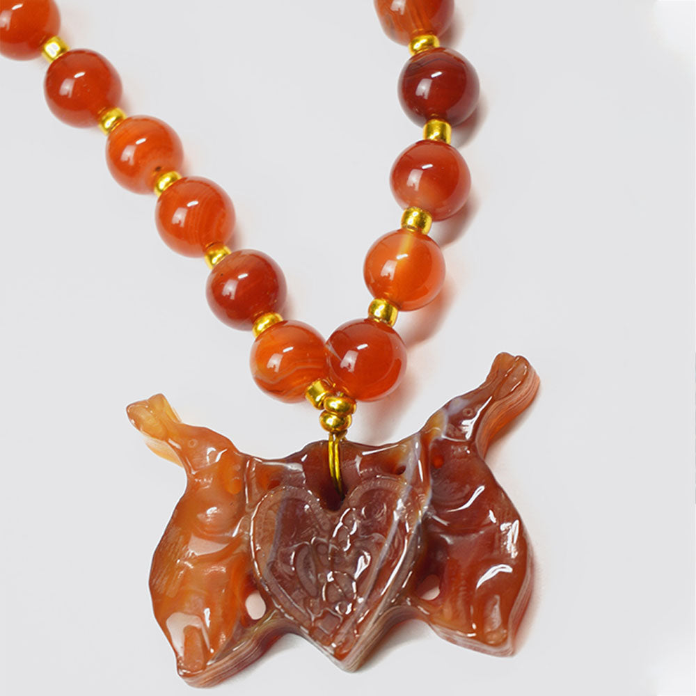 Mystic Rabbit Necklace in Carnelian Agate