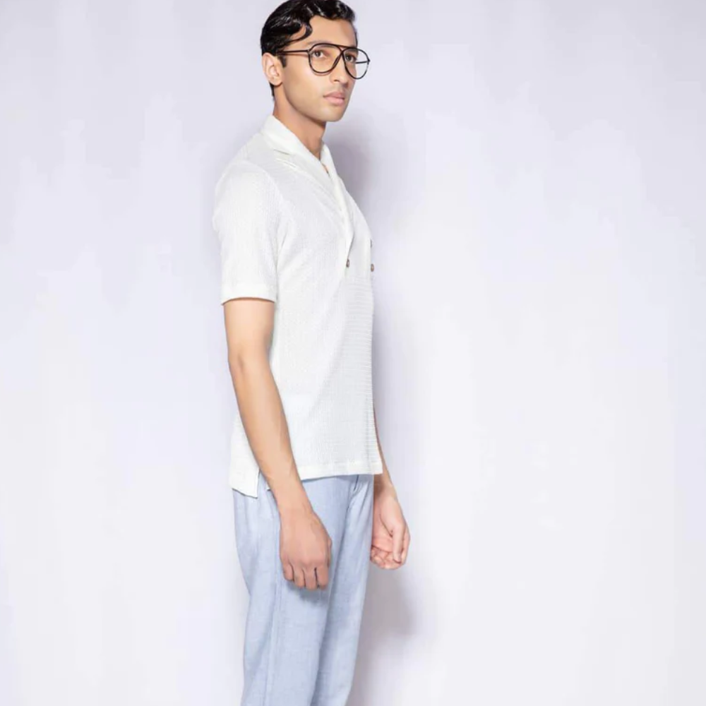 This Lightweight, Stretchable Knit Shirt is a Sartorial Marriage of Traditional Tailoring Elements with Modern Casual-Wear. 