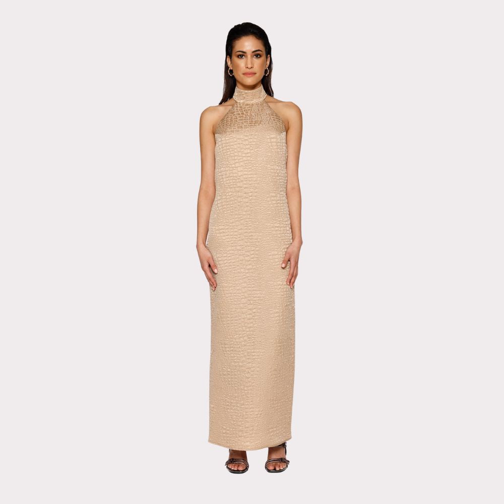 Shop online from our exclusive website. Discover the Nude Silk-Faille Maxi Dress, crafted from structured silk-faille with clean lines for an elegant evening or occasion look.