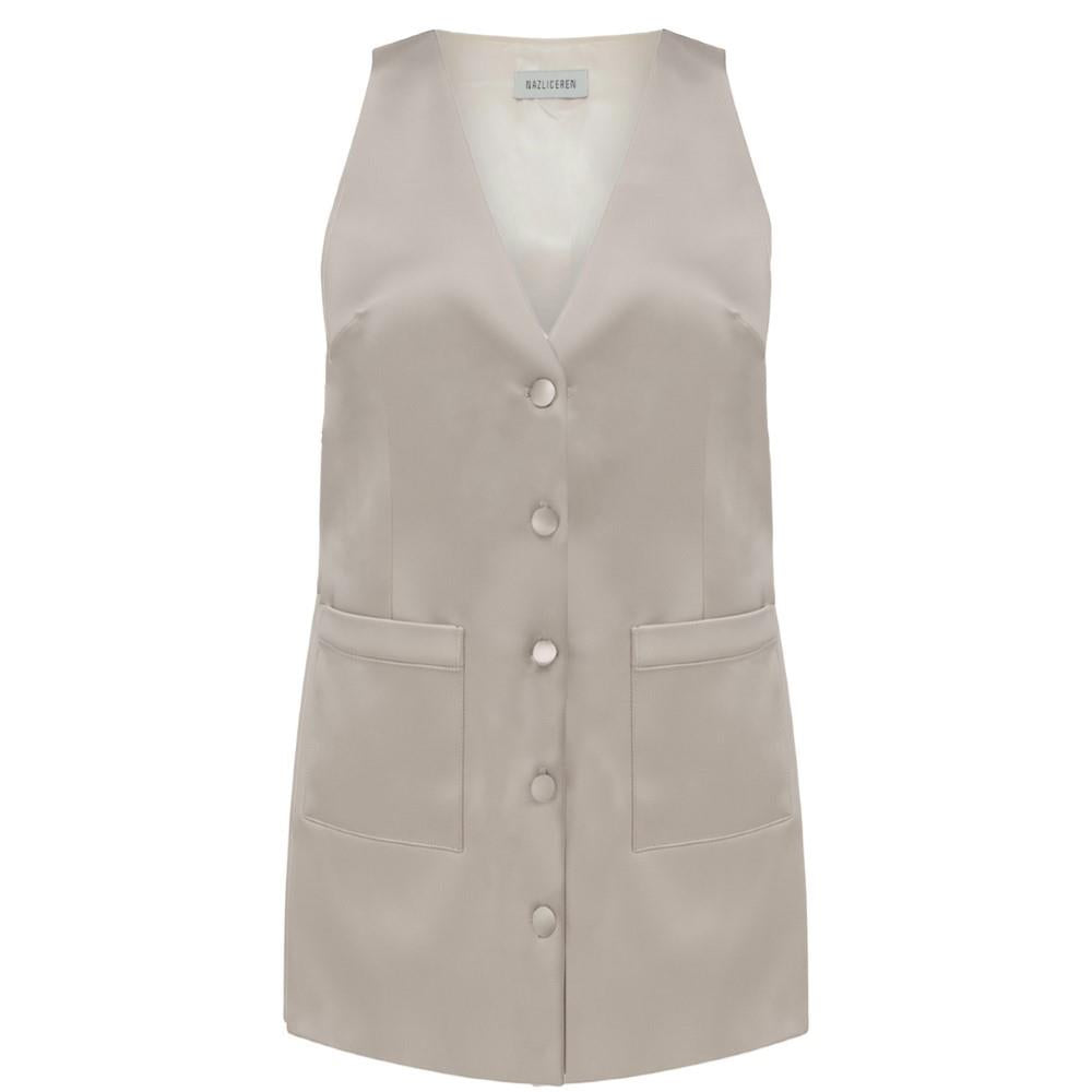 Odessa Mini Dress With Buttons In Smoked Grey