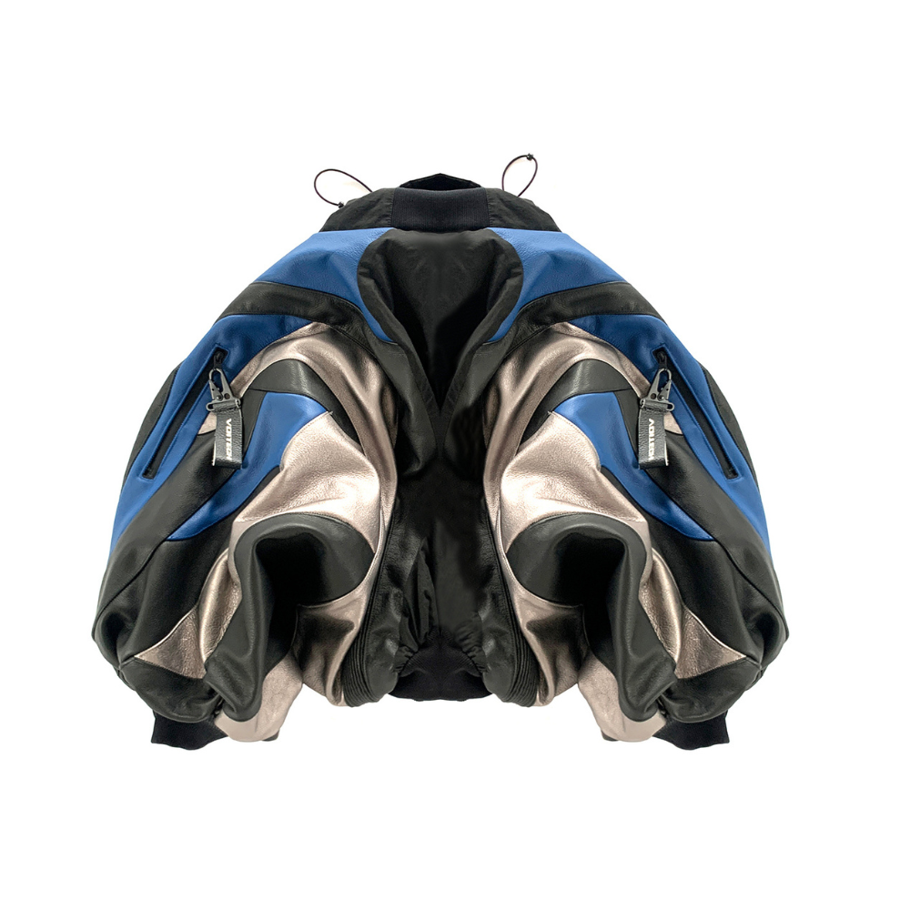 Shop online from our exclusive website. Discover the VOITECH® Omega Leather Bomber with premium three-tone leather, aerodynamic panel construction, dual-zip closure, and a sculpted performance-inspired design.