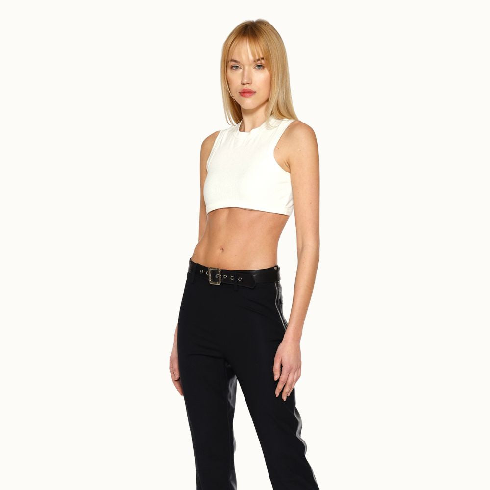 Shop online from our exclusive website. Discover the Onyx Two-Tone Chain Pant in matte wool and leather, finished with a polished chain detail.