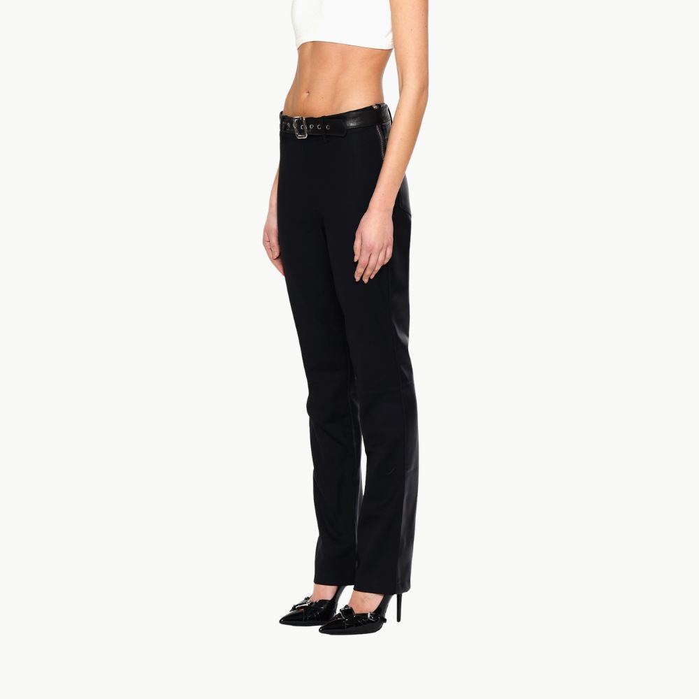 Shop online from our exclusive website. Discover the Onyx Two-Tone Chain Pant in matte wool and leather, finished with a polished chain detail.