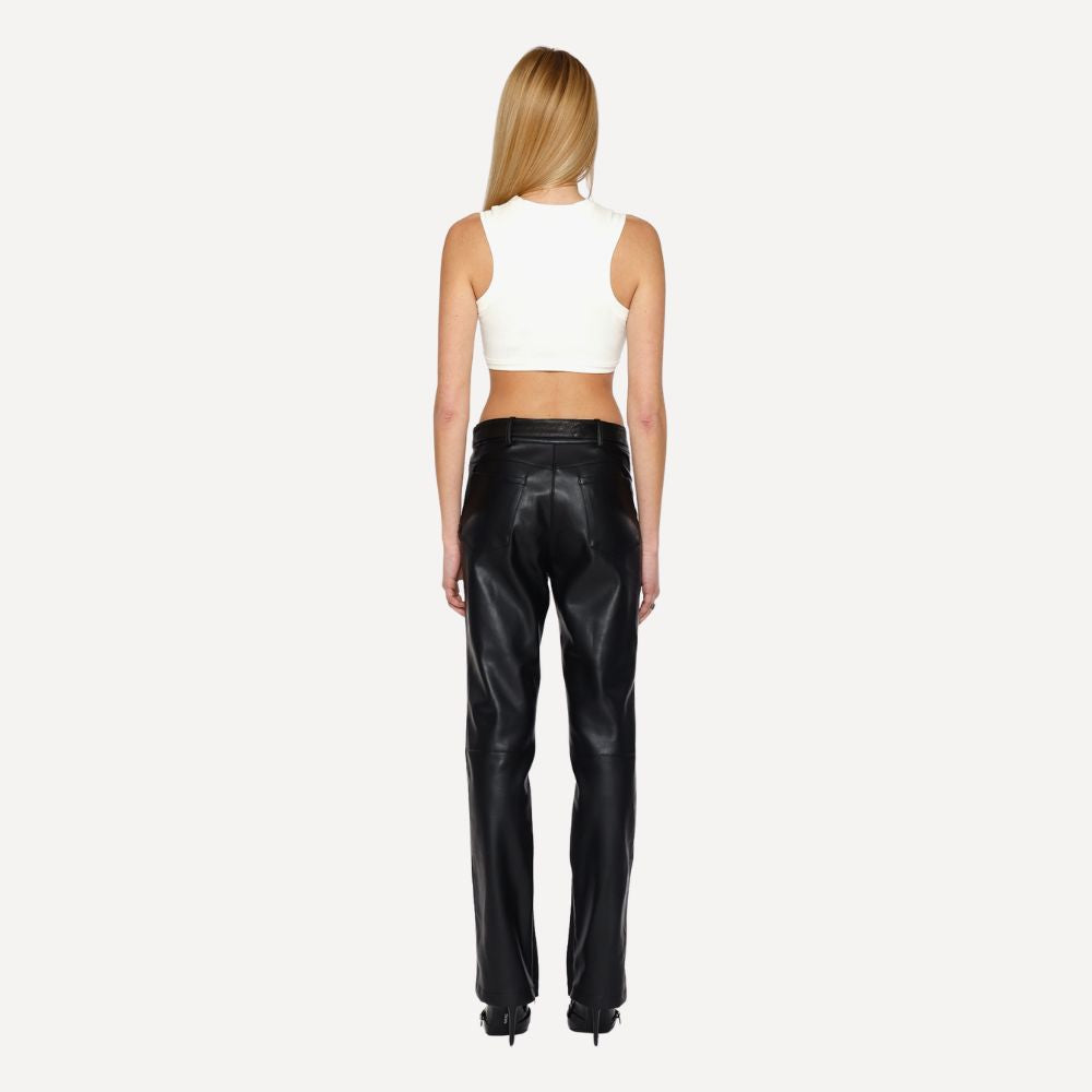 Shop online from our exclusive website. Discover the Onyx Two-Tone Chain Pant in matte wool and leather, finished with a polished chain detail.