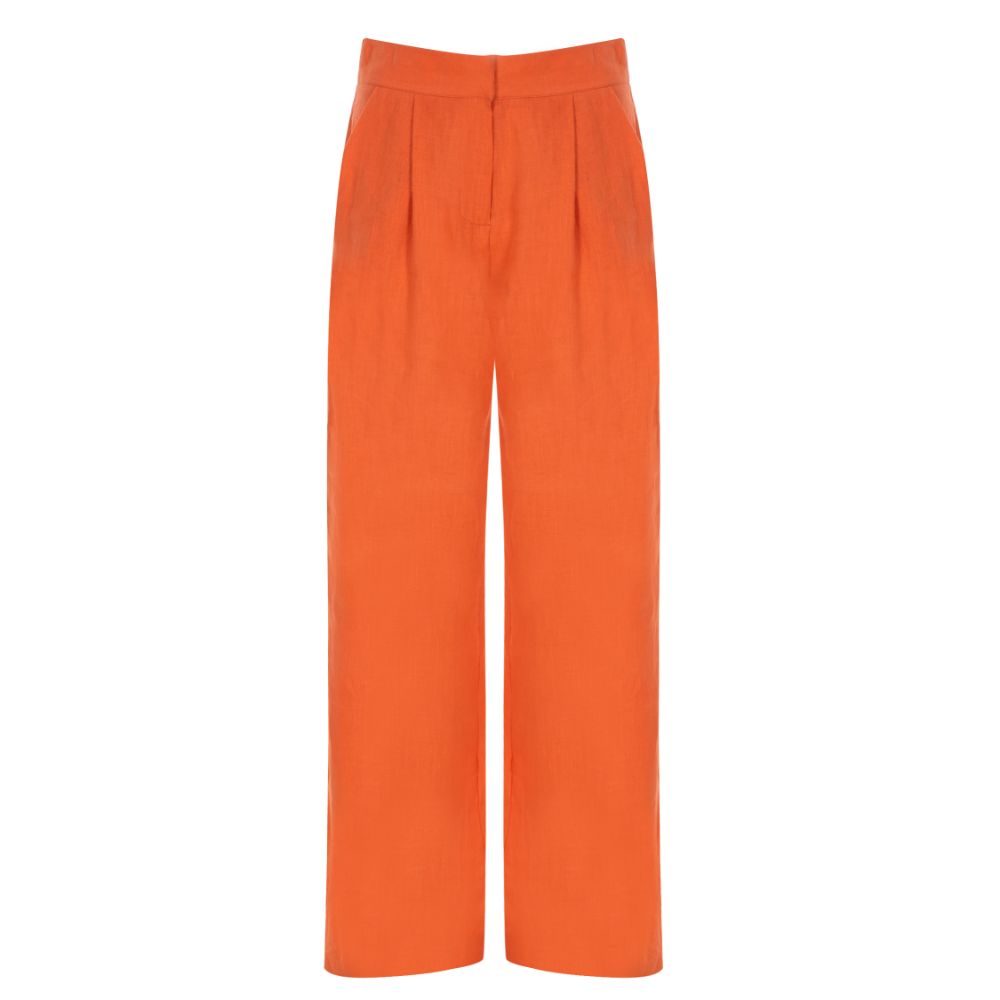 ORANGE WIDE-LEG LINEN PANT 100% Linen