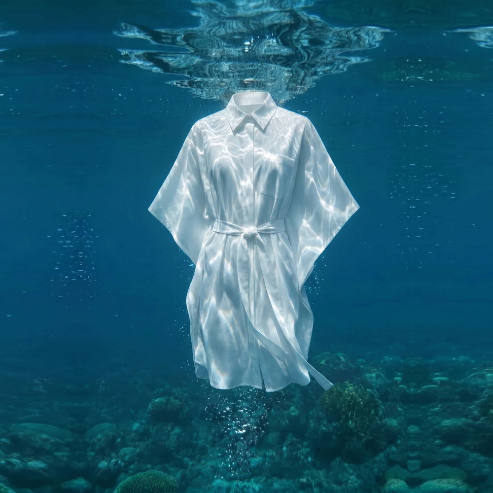 Shop online from our exclusive website and discover the Organic Cotton Kaftan Shirt Dress in White by Benedetti Life, crafted from premium organic cotton for breathable comfort and timeless minimalist elegance.