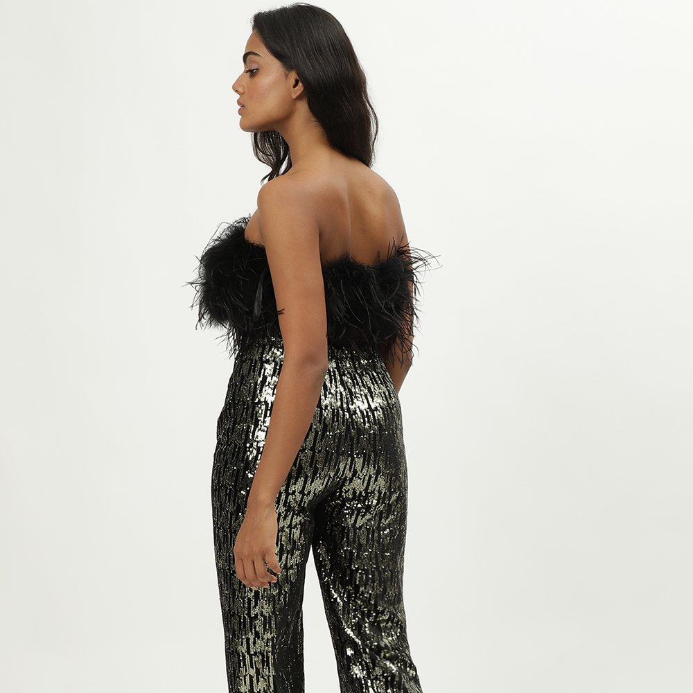 Shop our sequin pants from our collection of designer clothing for party & evening wear for women exclusively at The Luxe Maison. Shop now!