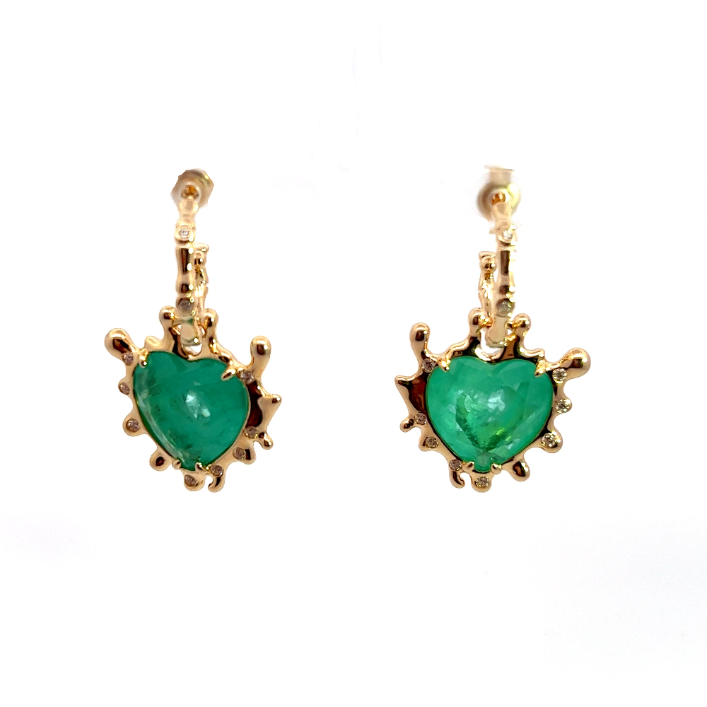 Shop online premium gold-dipped Paraiba hoop earrings in sterling silver with elegant heart drops.