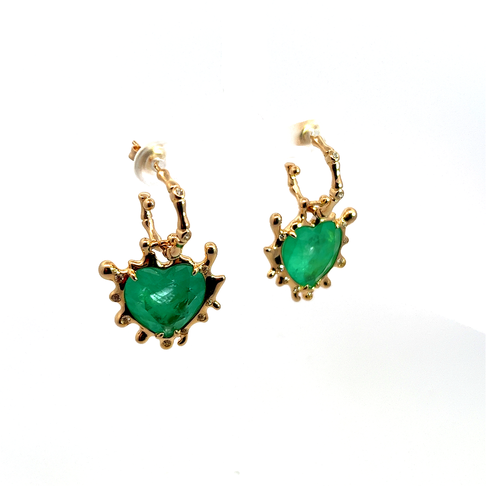 Shop online premium gold-dipped Paraiba hoop earrings in sterling silver with elegant heart drops.