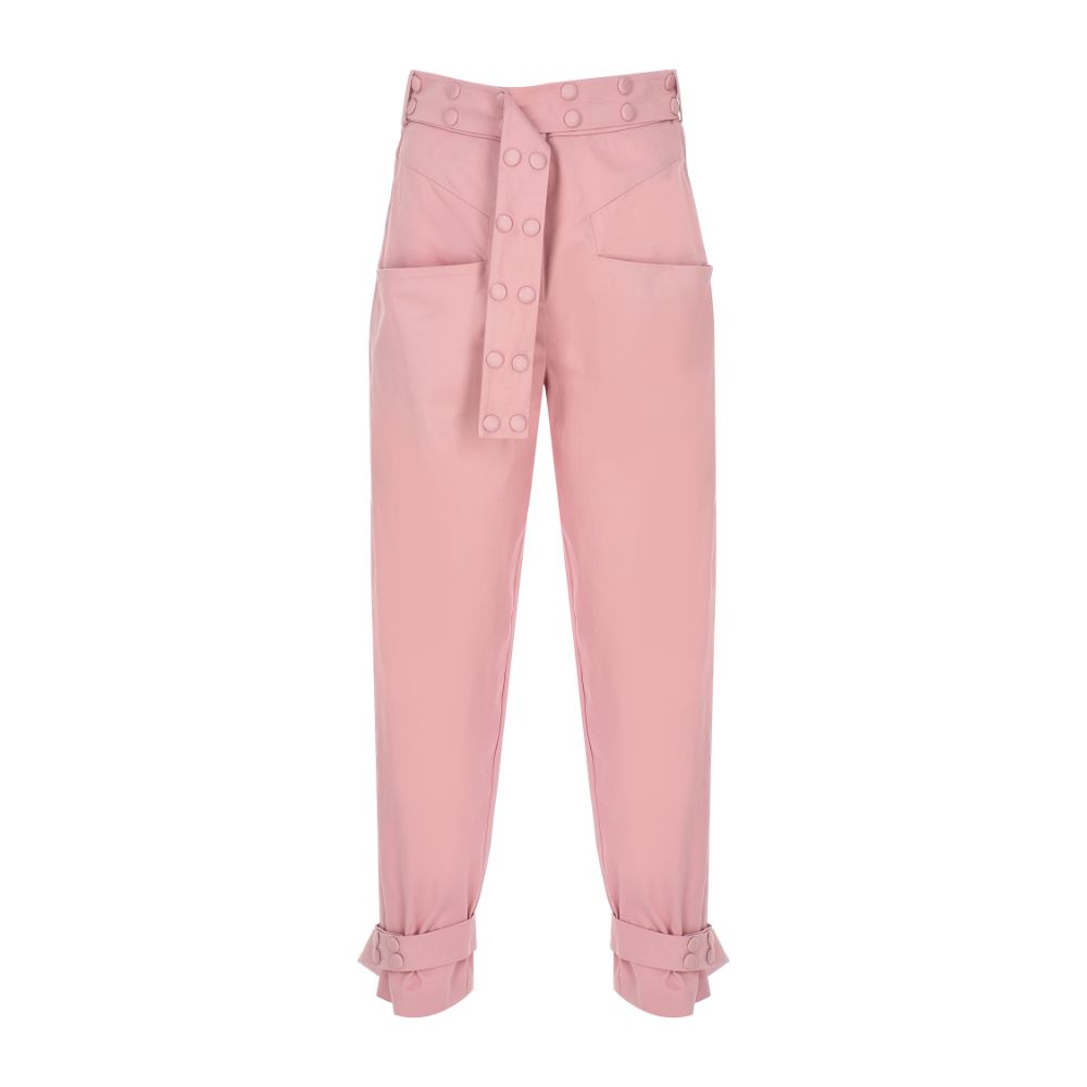 Pink Belt-Detailed Canvas Pant. 97% COTTON /3% EAR.