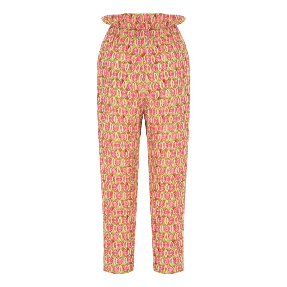 Pink Floral Cupro Tie-Detailed Pant