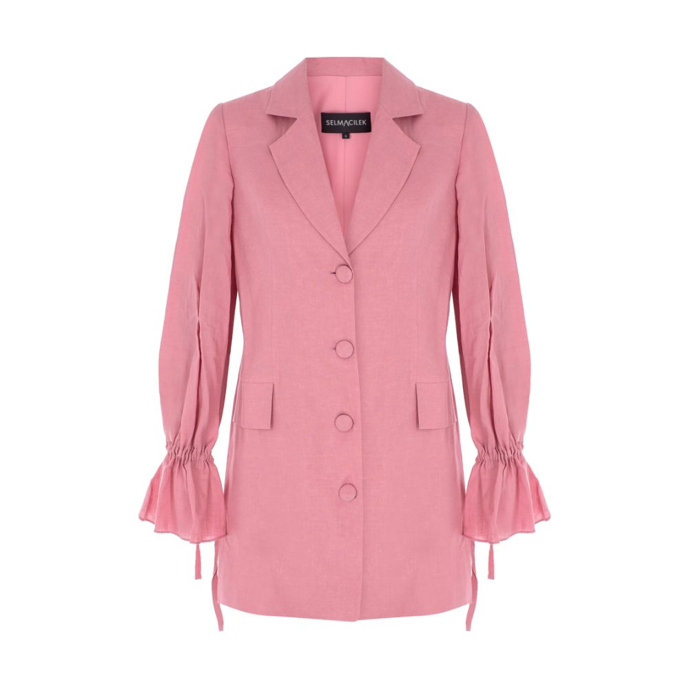 PINK LINEN JACKET DRESS 100% LINEN (Eco-Friendly)