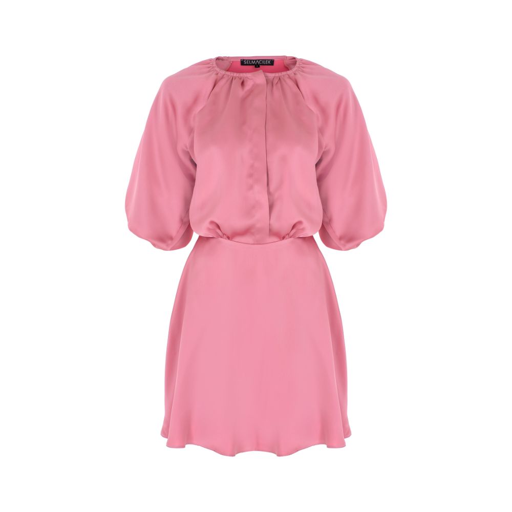 PINK PRINCESS-SLEEVE MINI DRESS 100% POLYESTER