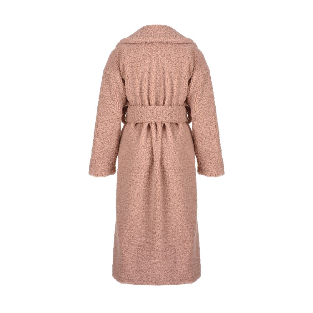 Pink Teddy Maxi Coat. 100% TEDDY POLYESTER.