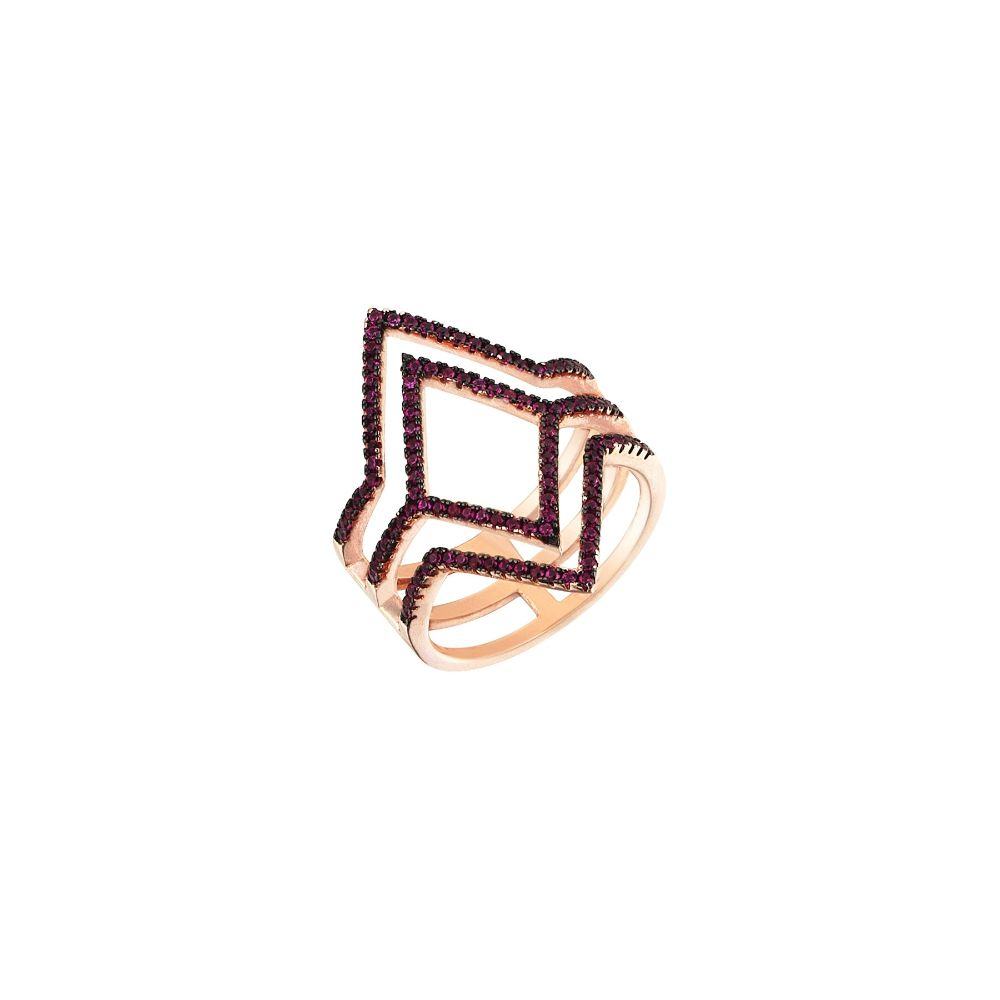 18 carat Rose Gold Plated Ring.925 Sterling Silver.Zircon & Natural Stones.