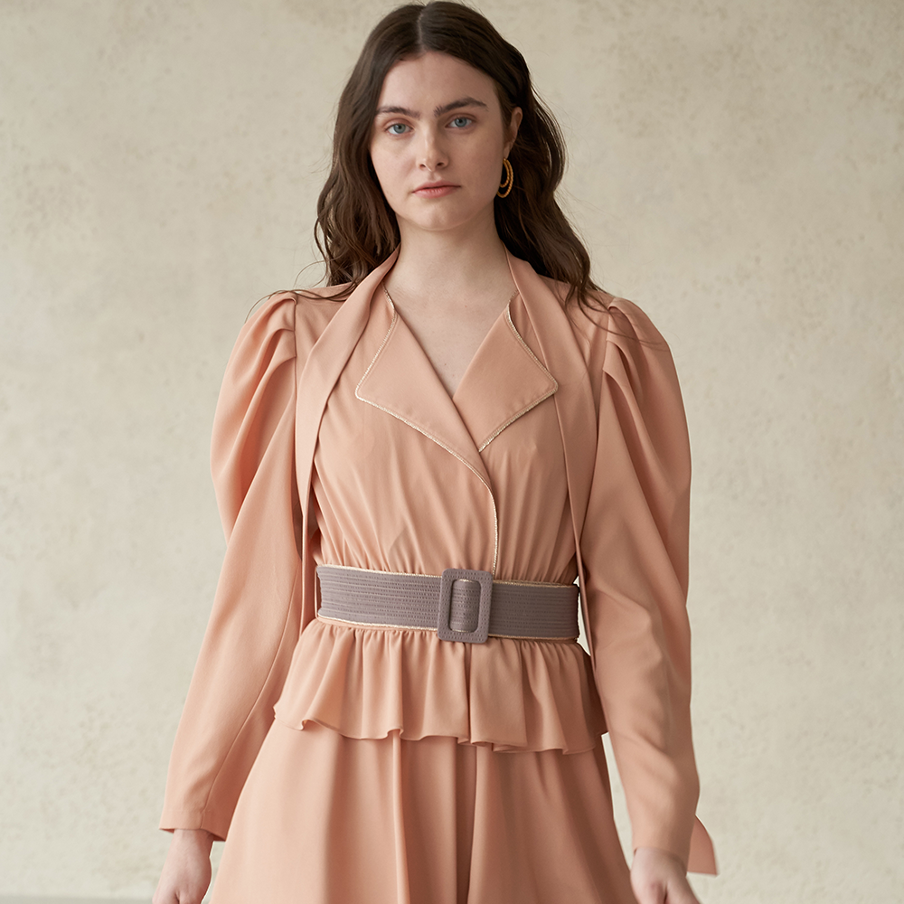 Sandy brown color peplum dress