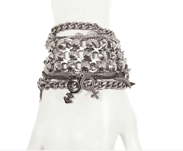 Bracelet made with antique silver plated brass, crystals and charms. Hand varnished, hypoallergenic and hand made in italy.