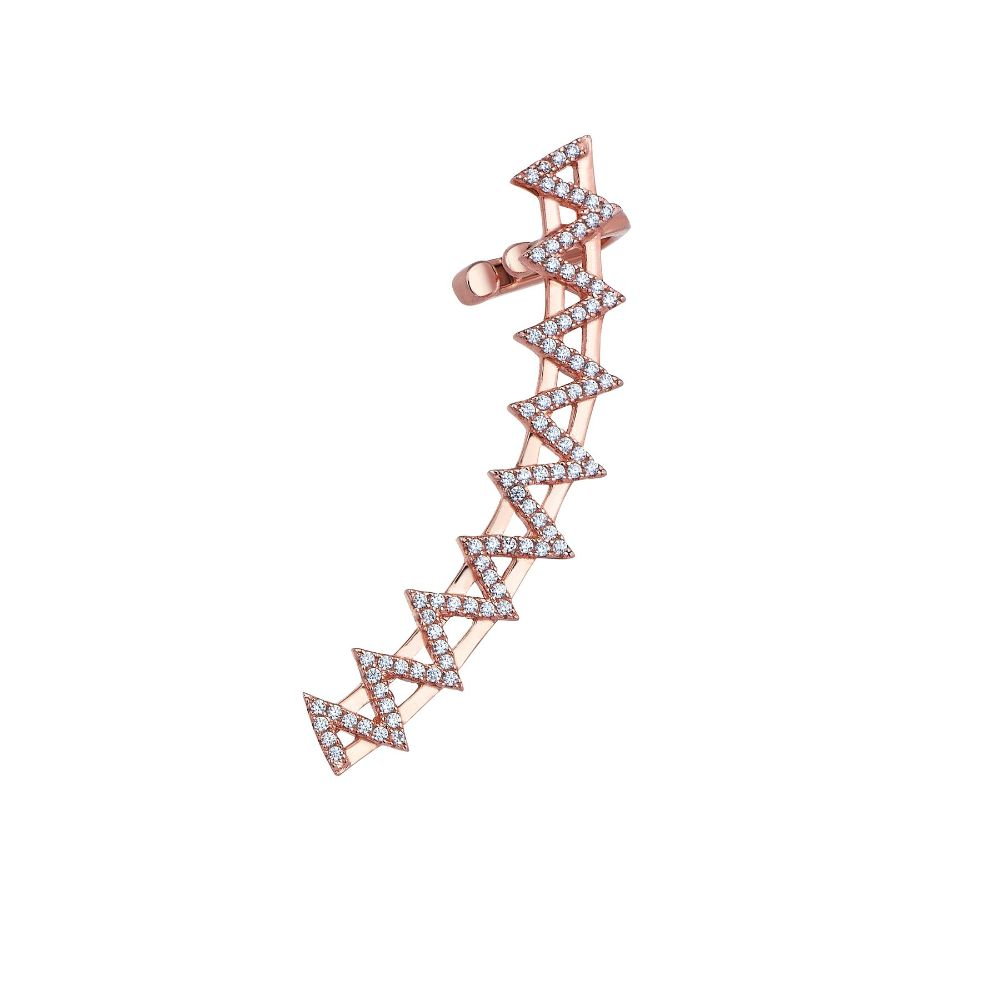 18ct Rose Gold Plated Earcuff.925 Sterling Silver.Zircon & Natural Stones.