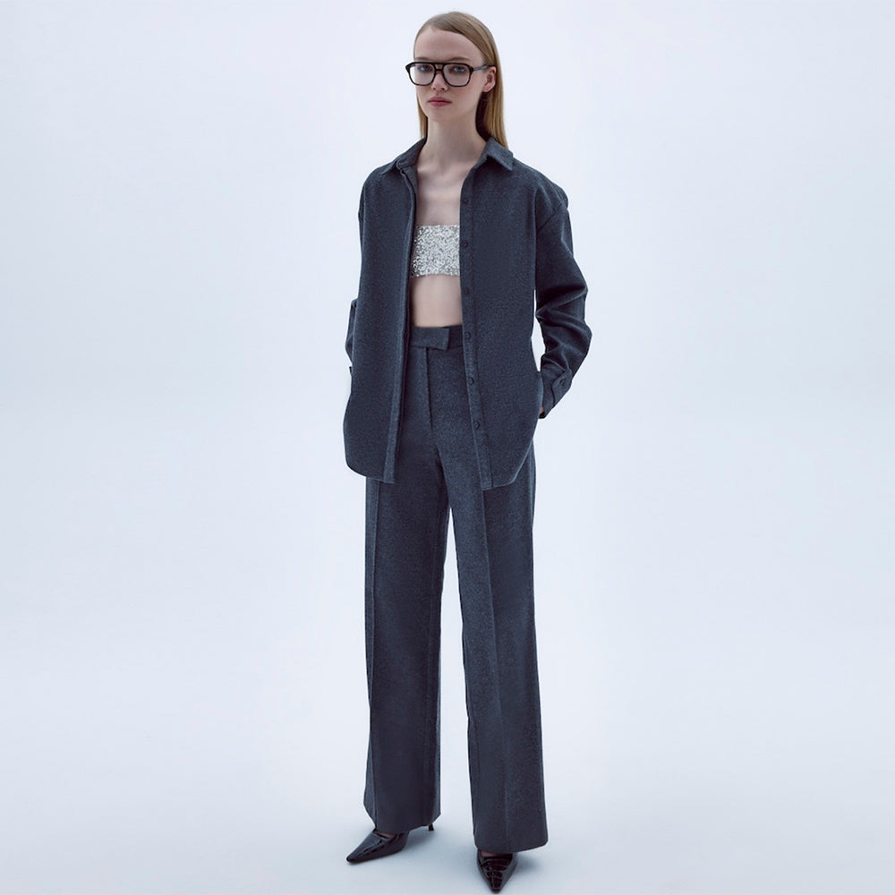 Ravenna Wool Blend Shirt in Anthracite