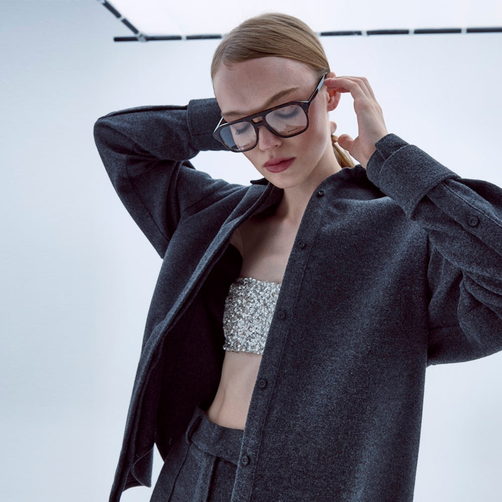 Ravenna Wool Blend Shirt in Anthracite