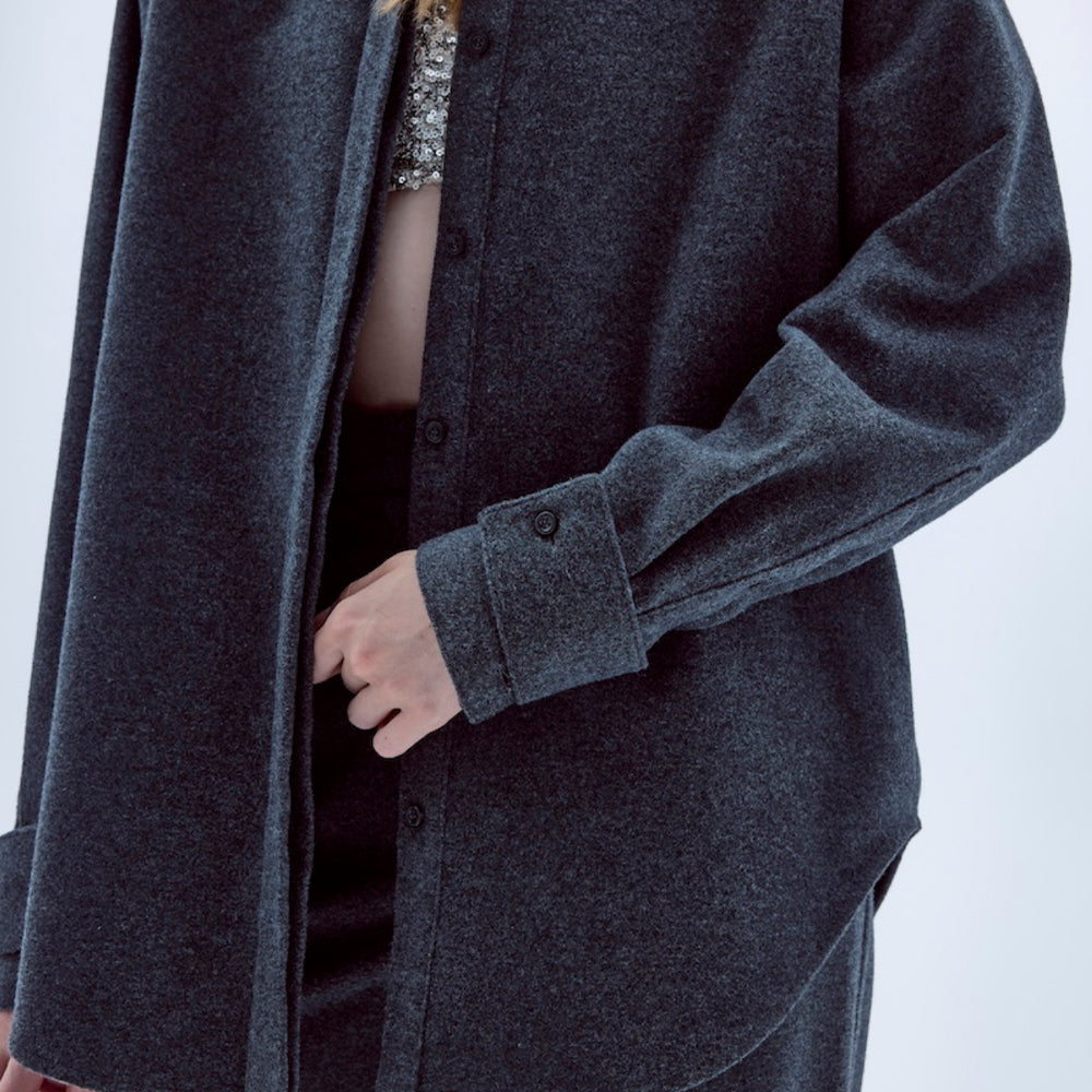 Ravenna Wool Blend Shirt in Anthracite