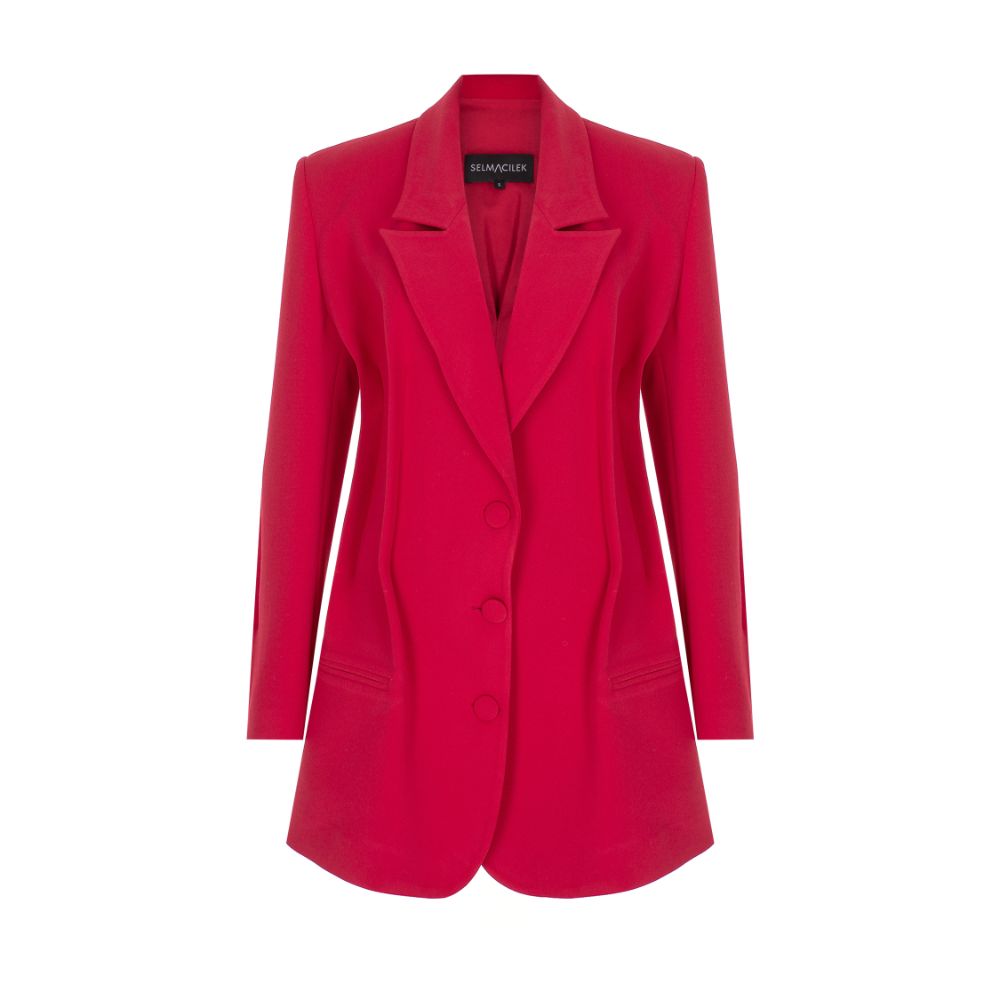 Red Blazer Jacket Mini Dress. 100% POLYESTER.